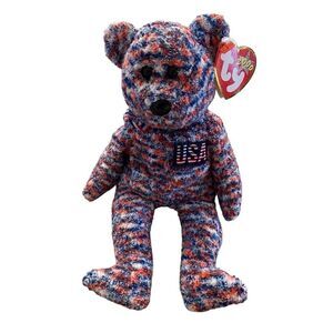 USA Bear 2000 Ty Beanie Baby Plush Collectible Nostalgia Stuffed Animal